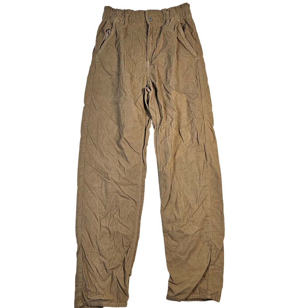 American Eagle Tan Corduroy Tapered Pants Elastic Waist Khaki Size 4 Regular